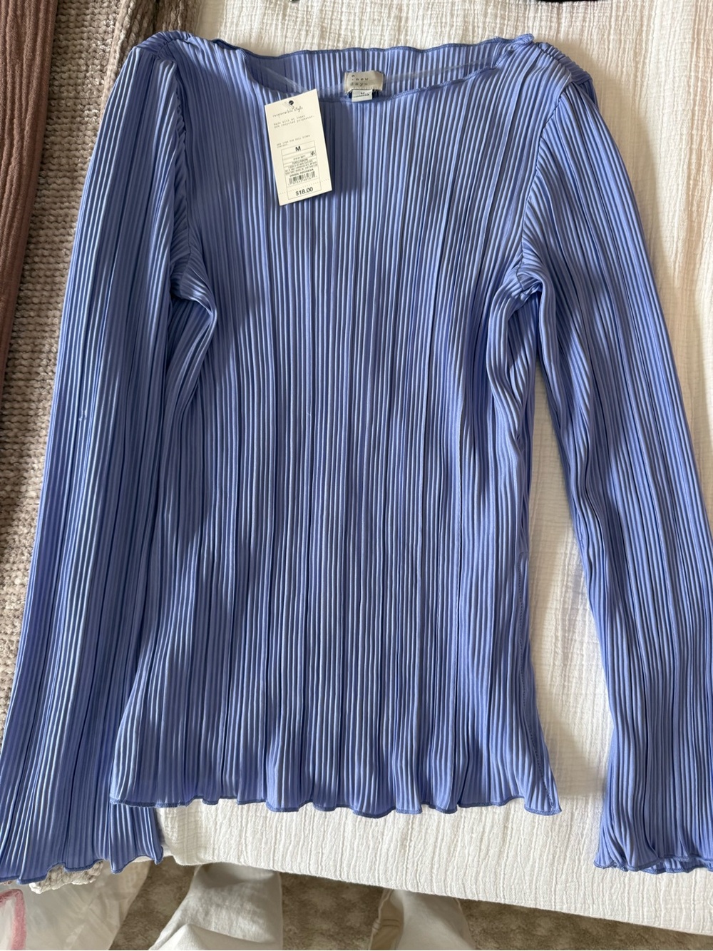 a new day Periwinkle Pleated Long-Sleeve Top